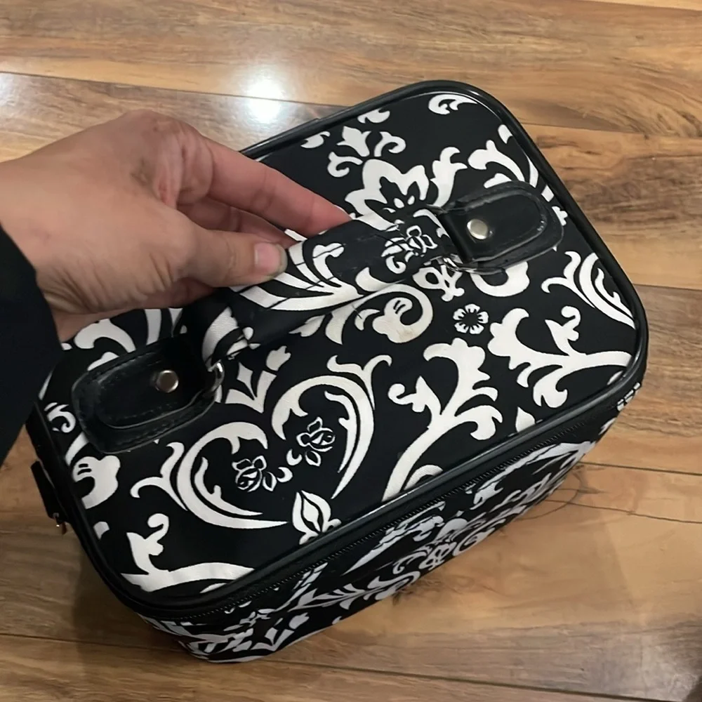 Black and Pink Makeup Case with Mirror